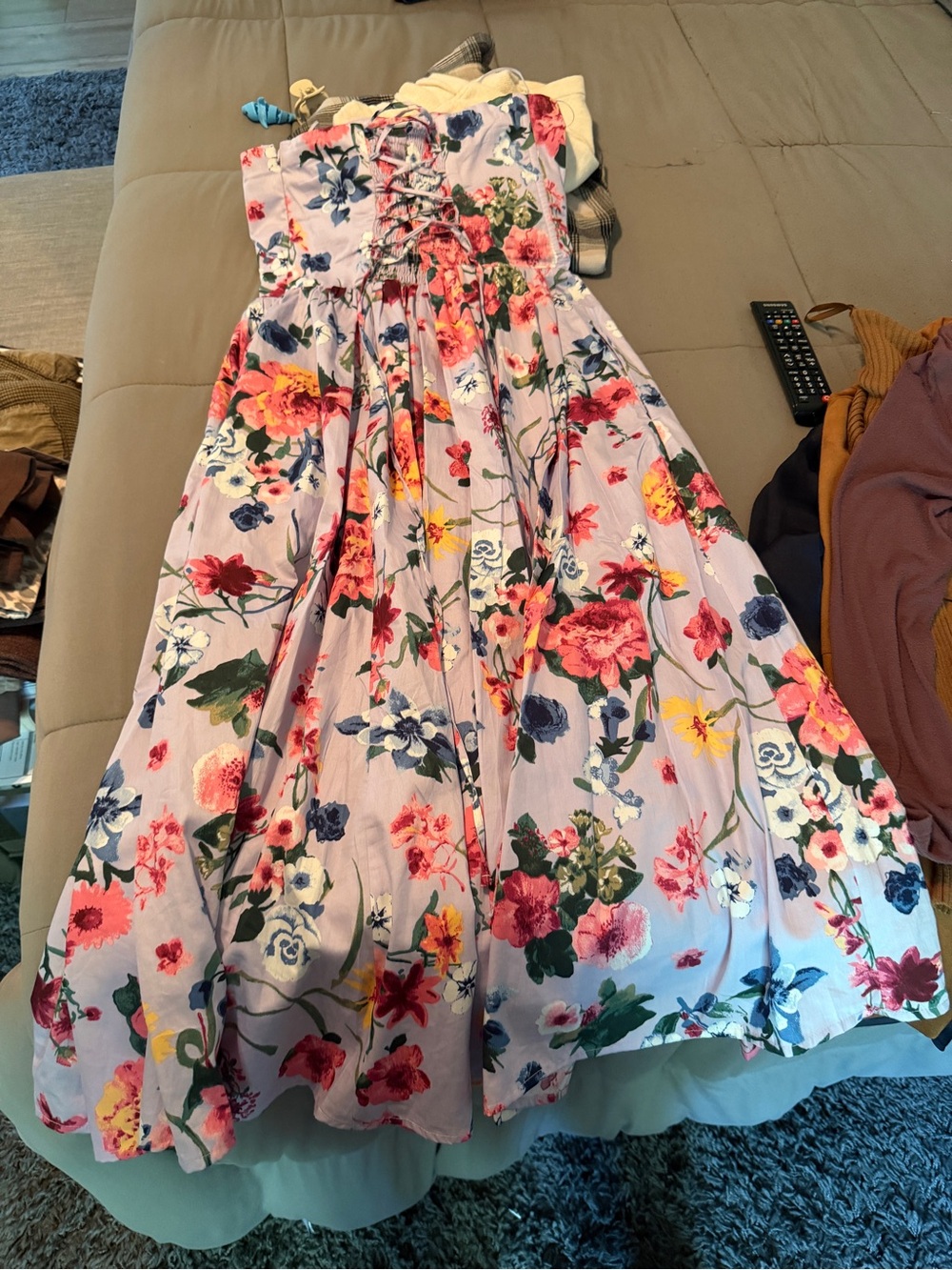Abercrombie & Fitch Lavender Floral Lace-Up Sundress